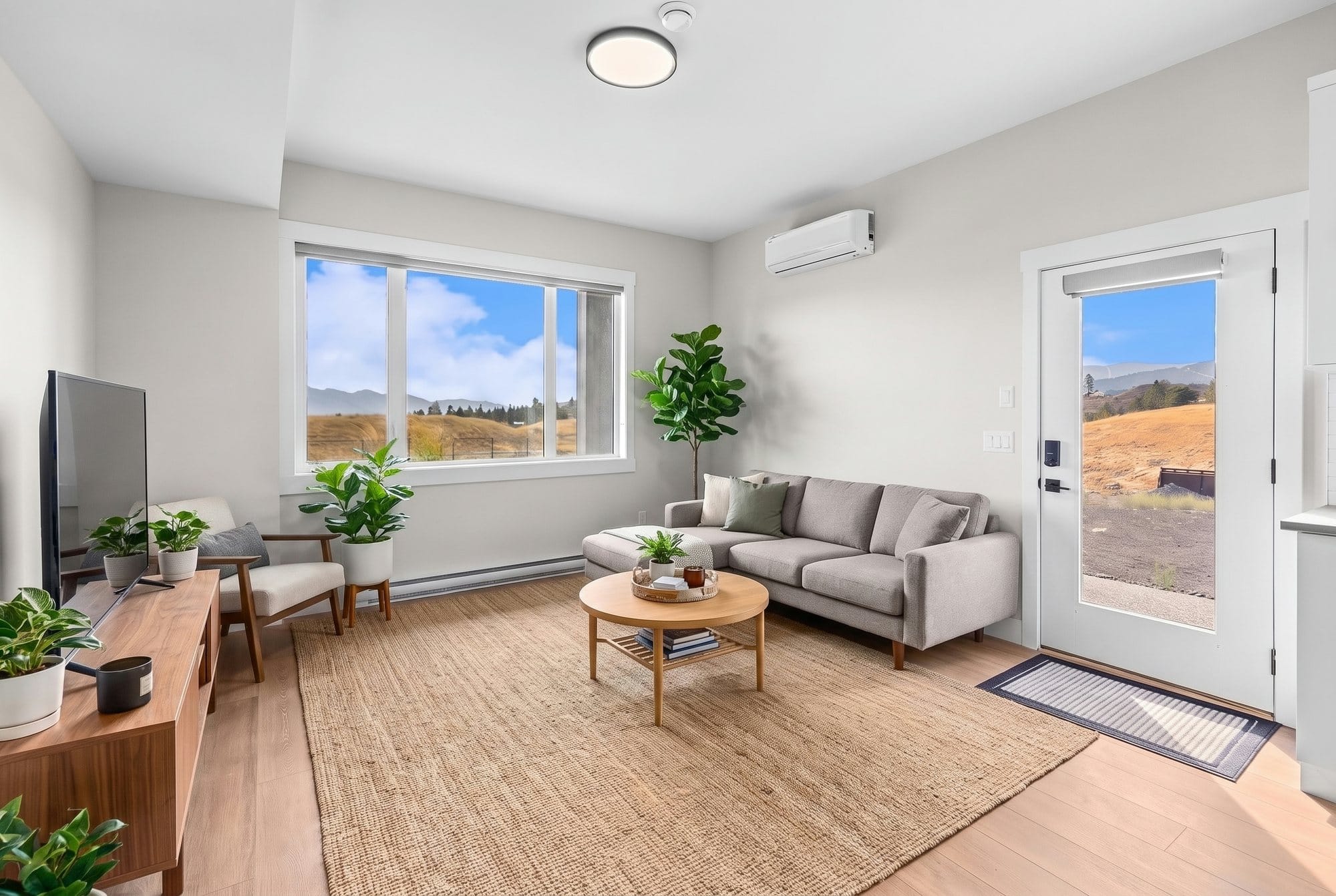 Living room of the legal suite at 2531 Pinnacle Ridge Drive, with its own entrance and mini split