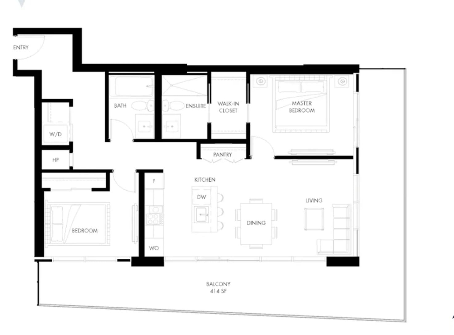Plan B1-04, 2 bedroom, Tower 1 floors 7 to 20